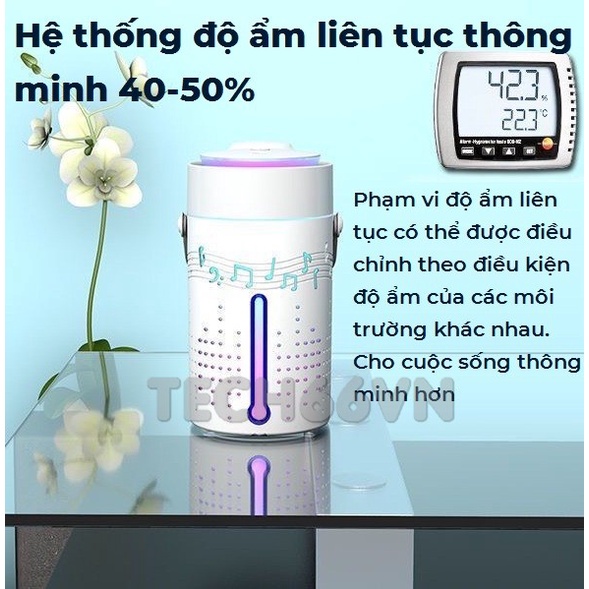 Máy phun sương tạo ẩm xông tinh dầu kiêm loa bluetooth không dây nghe nhạc đèn led nhiều màu – K1