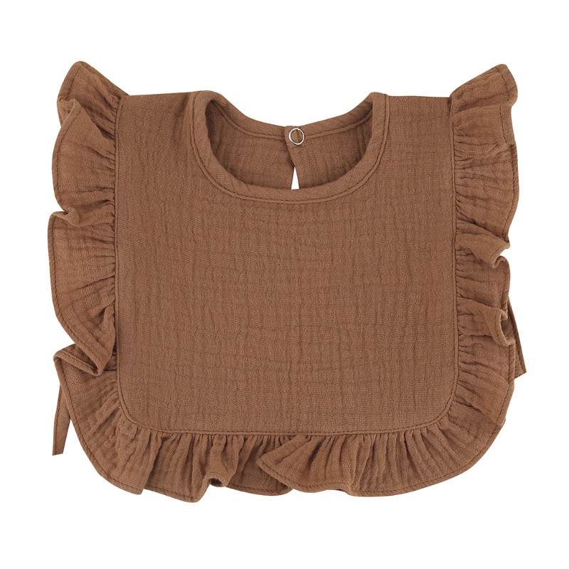 Khăn Yếm Vải Cotton Màu Sắc Trơn Phối Ren Dành Cho Em Bé