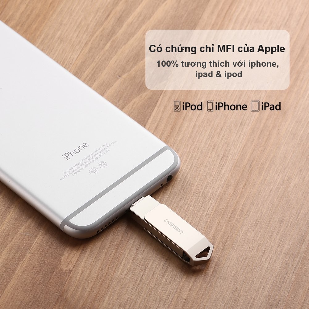 USB 2.0 + Ổ Flash đầu lightning cho iPhone / iPad hỗ trợ 16Gb/32Gb/64Gb/128Gb UGREEN US200