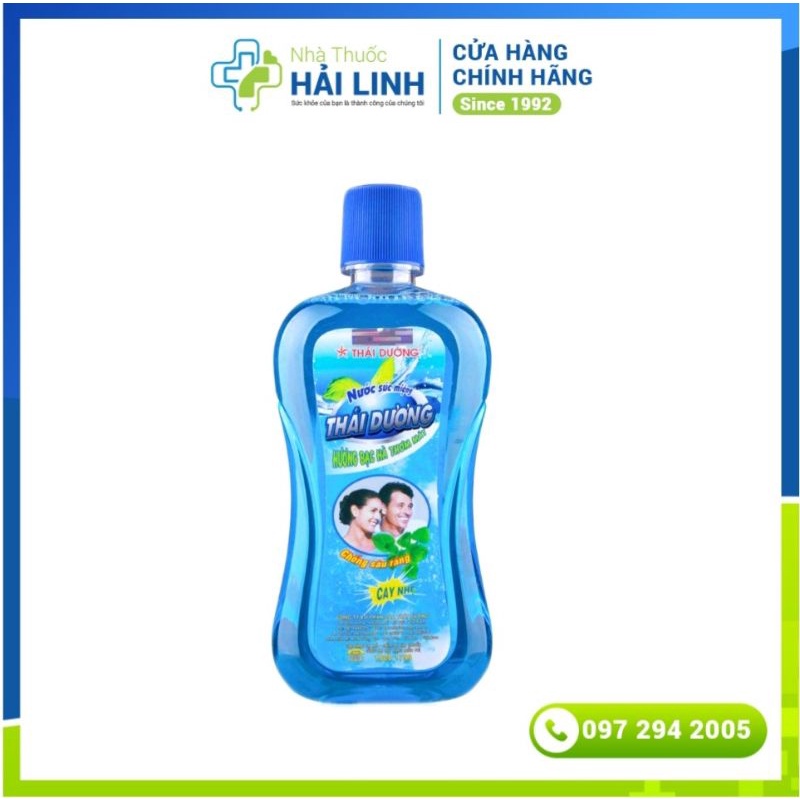 Nước súc miệng bạc hà Thái Dương ⚡ Tặng quà ⚡ Chai 500ml Giúp sát trùng vòm họng, khử mùi hôi miệng