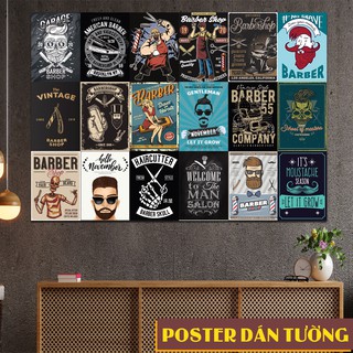 Decal Poster dán tường Barber Shop trang trí quán cà phê, trà sữa, nhà ở. MSP: PT-01