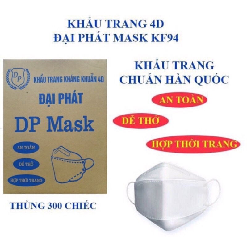 (Túi 10 chiếc) Khẩu Trang 4D MASK KF94 Đại Phát Công Nghệ Dập Hàng Quốc, Thiết Kế Thời Trang, Kháng Khuẩn