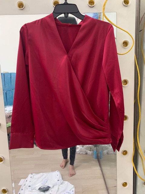 Áo somi vạt chéo, áo somi lụa không nhăn