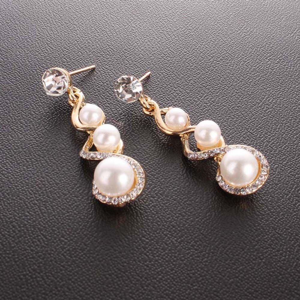 Bộ Vòng cổ + Bông Tai Hình Giọt Nước Đính Ngọc Trai Giả Sang Trọng Nhiều Màu Chất Lượng Cao Cho Nữ