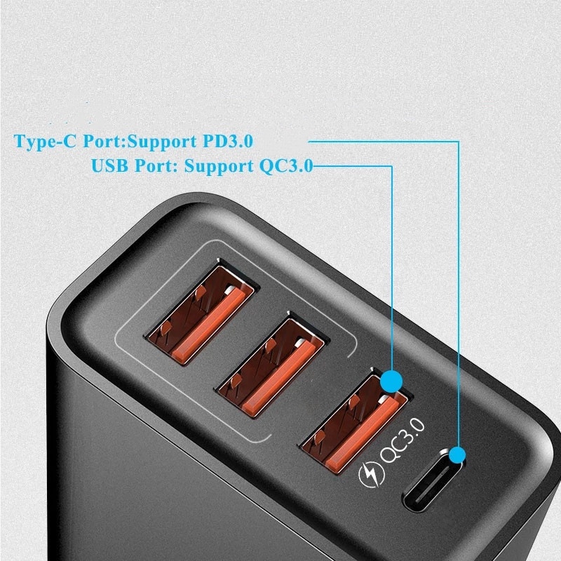 Cốc Sạc Nhanh 4 Cổng USB Type C 10W 3.0 Cho Điện Thoại Huawei Android