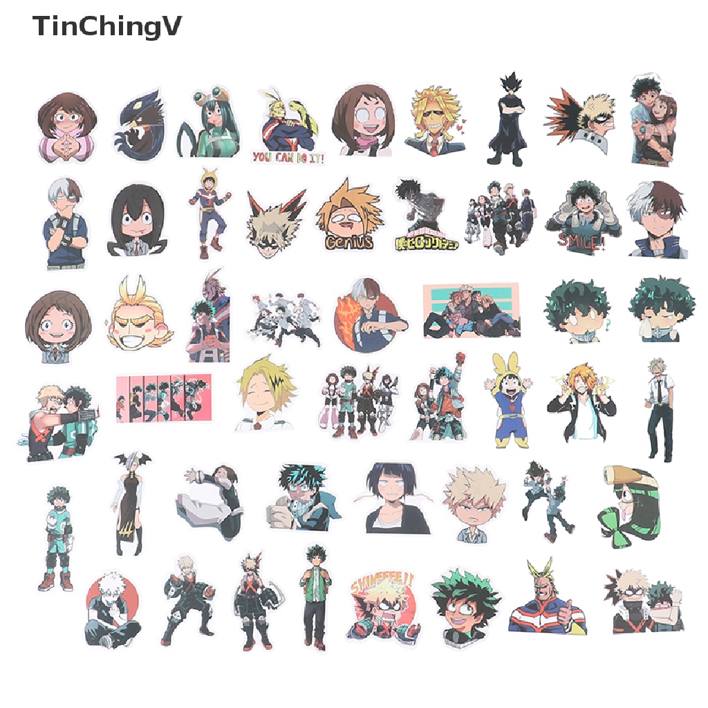 Bộ 50 Miếng Dán Anime My Hero Academia Nhật Bản Trang Trí Ván Trượt / Laptop DIY