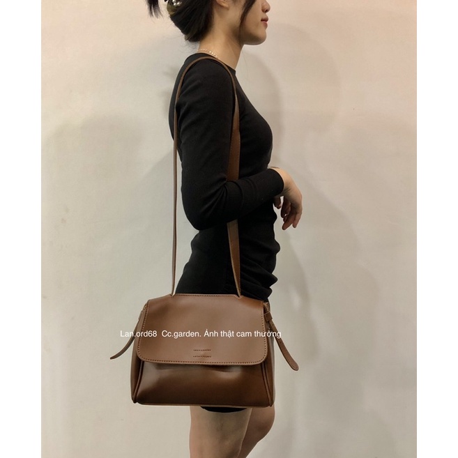Ảntúi xách nữ túi da đeo chéo phong cách đơn giản retro Hàn Quốc ảnh video thật