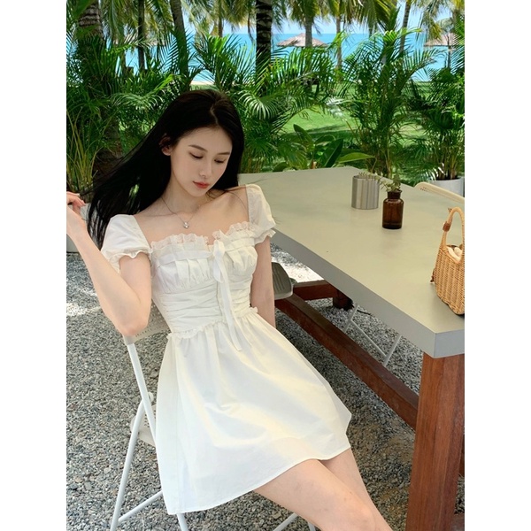 Đầm Váy Nhún Eo Viền Ren