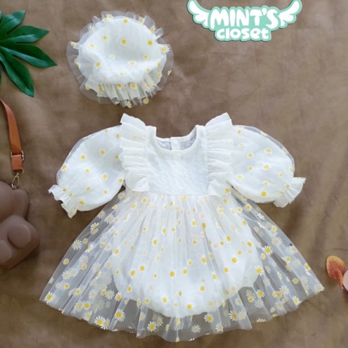 Body váy trắng công chúa bé gái sơ sinh kèm nón MINTSCLOSET Mint's Closet sơ sinh 1 2 tuổi - s916 - BV7021 - BV7028