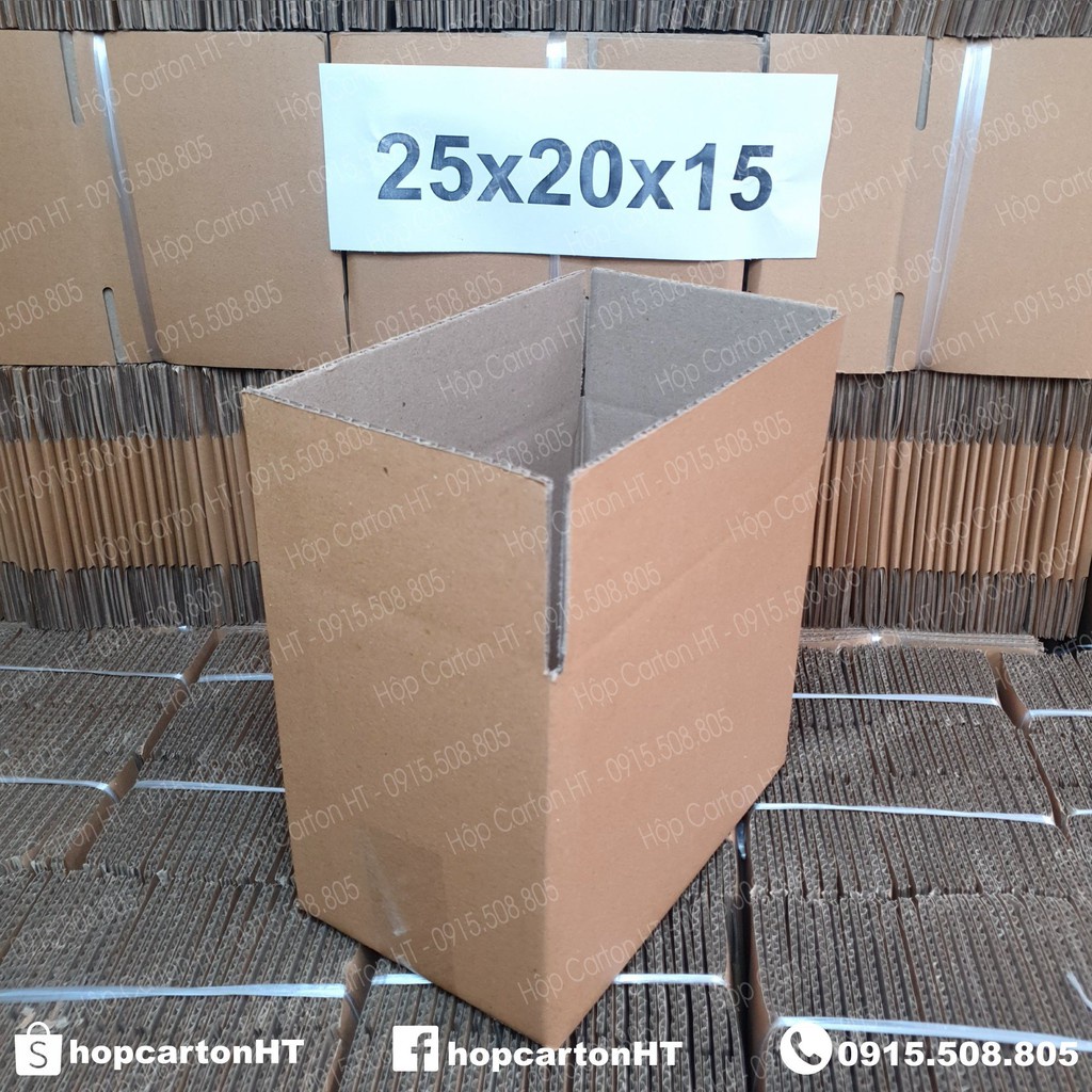 Combo 10 hộp carton đóng hàng 25x20x15 size lớn đựng giày dép phụ kiện, đồ gia dụng, mỹ phẩm giá rẻ - Hộp Carton HT