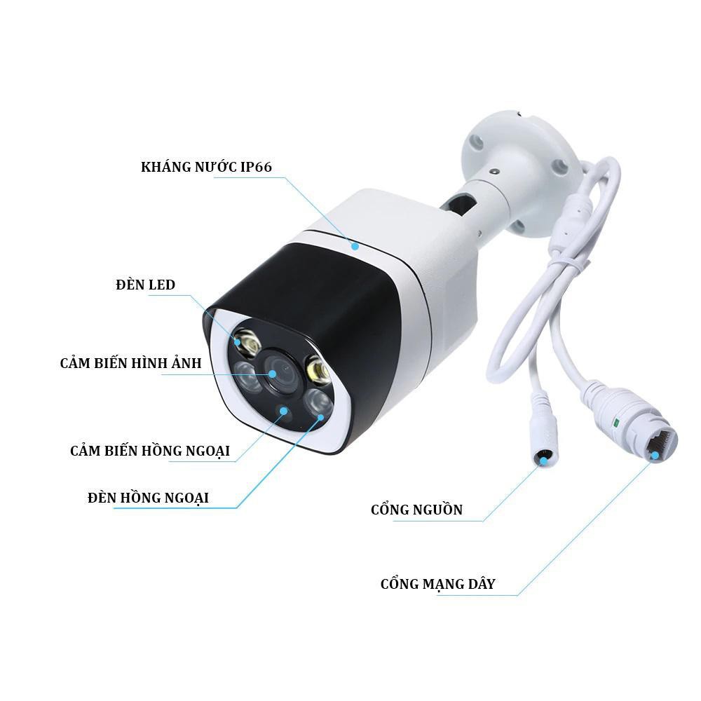 Camera IP Wifi Trong nhà Ngoài trời Yoosee 9104A 2 Râu thực FullHD 1080P 2 LED trợ sáng đàm thoại 2 chiều (Trắng)