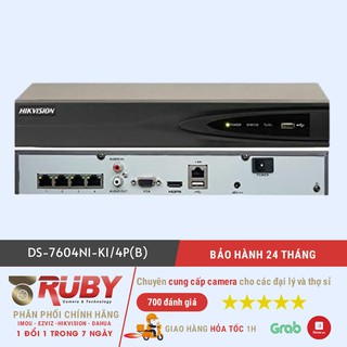 Đầu ghi IP 4 kênh Hikvision DS-7604NI-K1/4P(B)