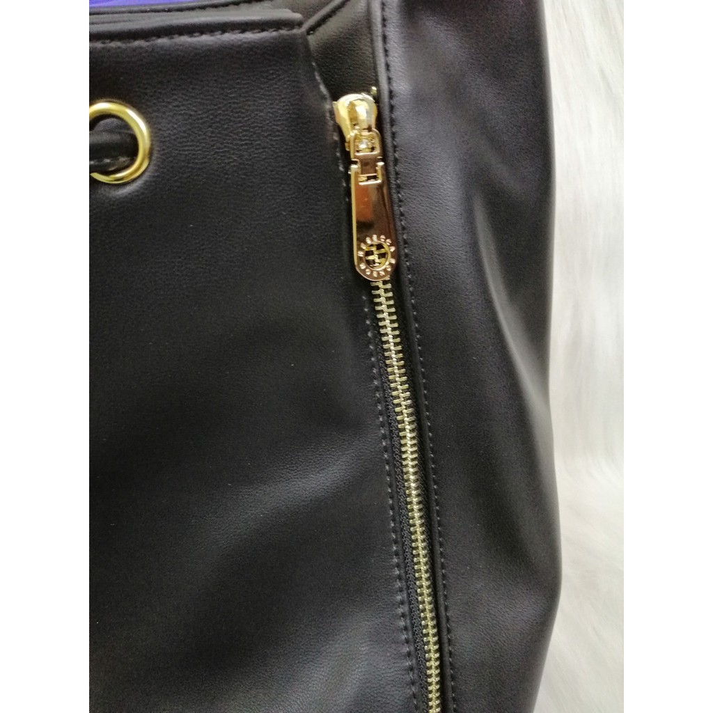 Ba lô phối xanh dương và đen PU #RebeccaBonbon chú cún Nhật Bản ,