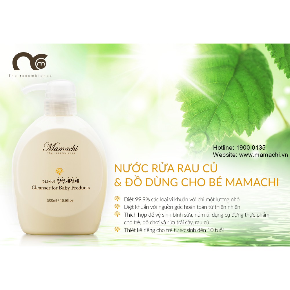 Nước rửa rau củ và đồ dùng cho bé Mamachi - 500 ml