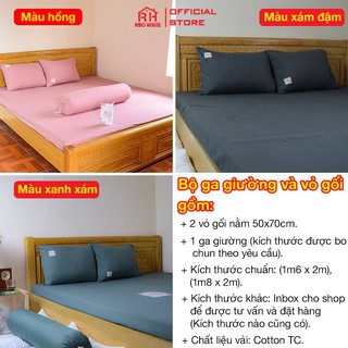 Ga giường và 2 vỏ gối Cotton TC RIBO HOUSE đủ bộ kích thước trải nệm 1m2 1m4 1m6 1m8 2m chưa gồm chăn cực đẹp RGH8