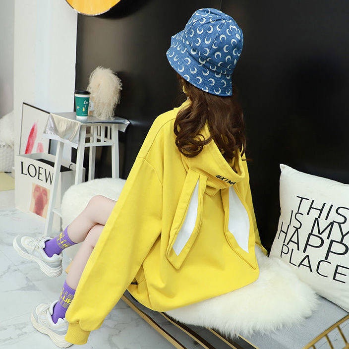 Áo Thun Sweater Dày Gắn Tai Thỏ Kiểu Hàn Quốc Thời Trang Mùa Đông Cho Học Sinh