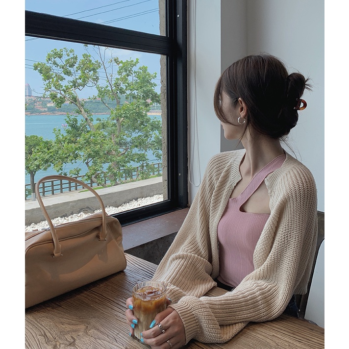 SUXI Áo Cardigan Dệt Kim Tay Dài Dáng Rộng Chống Nắng Kiểu Hàn Quốc Thời Trang Mùa Xuân Cho Nữ