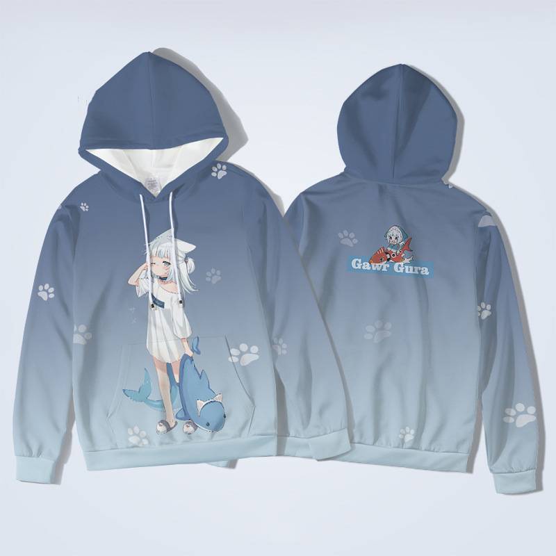 Áo Hoodie Dài Tay Họa Tiết Anime Ellen Hololive Gawr Gura Cho Nam Nữ