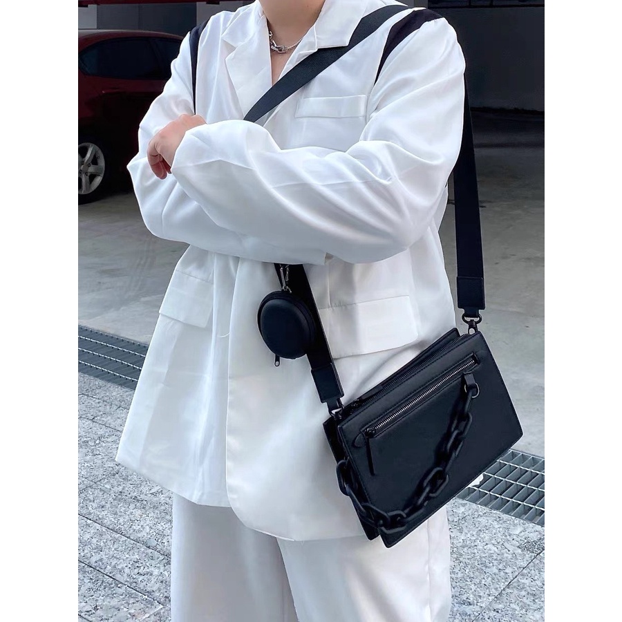 Túi Da Đeo Chéo, Dây Xích Kèm Túi Tròn Mini Crossbody Bag PLAYAZ