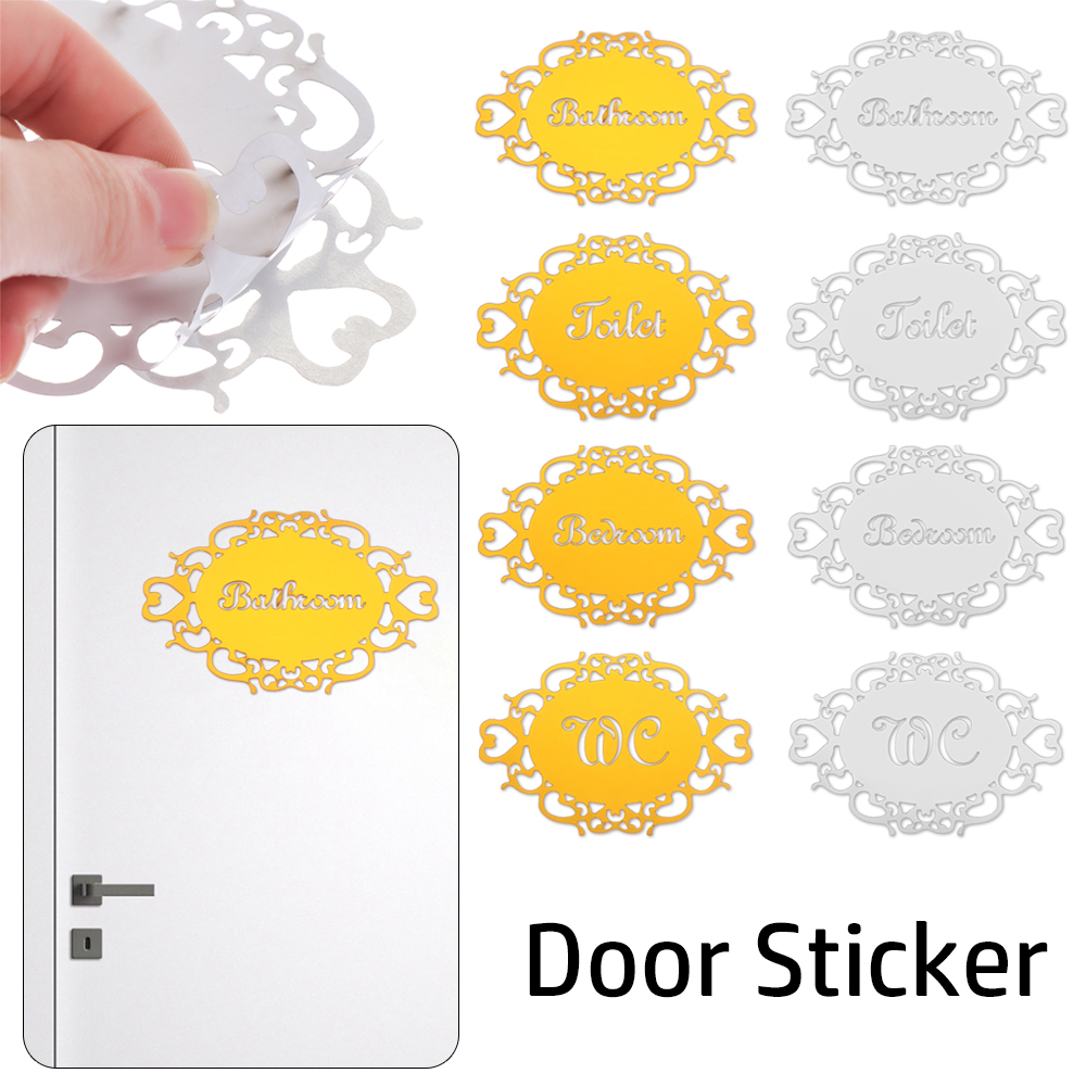 Decal acrylic dán cửa in chữ WC/Toilet/Bathroom cho nhà DIY