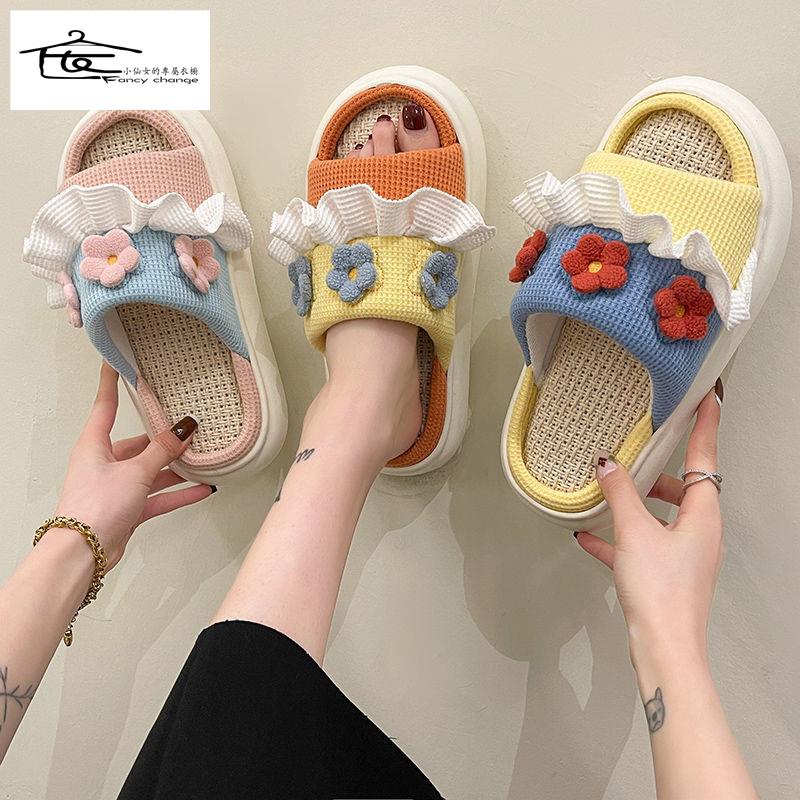 Dép Đi Trong Nhà Chất Liệu Lanh Dày Dặn Thấm Hút Mồ Hôi Chống Trượt