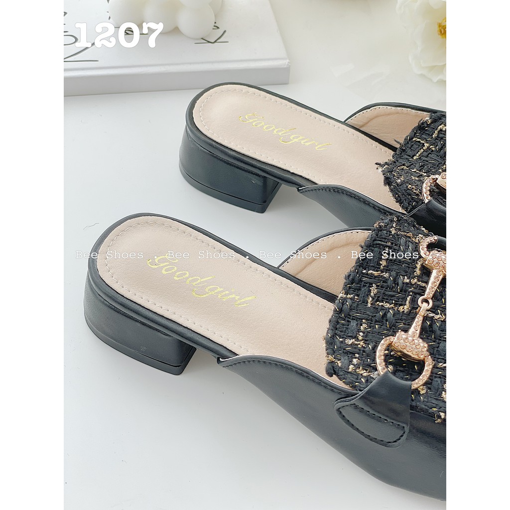 BEESHOES - GIÀY SỤC NỮ MŨI VUÔNG ĐẾ VUÔNG - GIÀY SỤC NỮ MŨI VUÔNG ĐẾ VUÔNG CAO 2 PHÂN SẴN MÀU ĐEN - KEM 201207