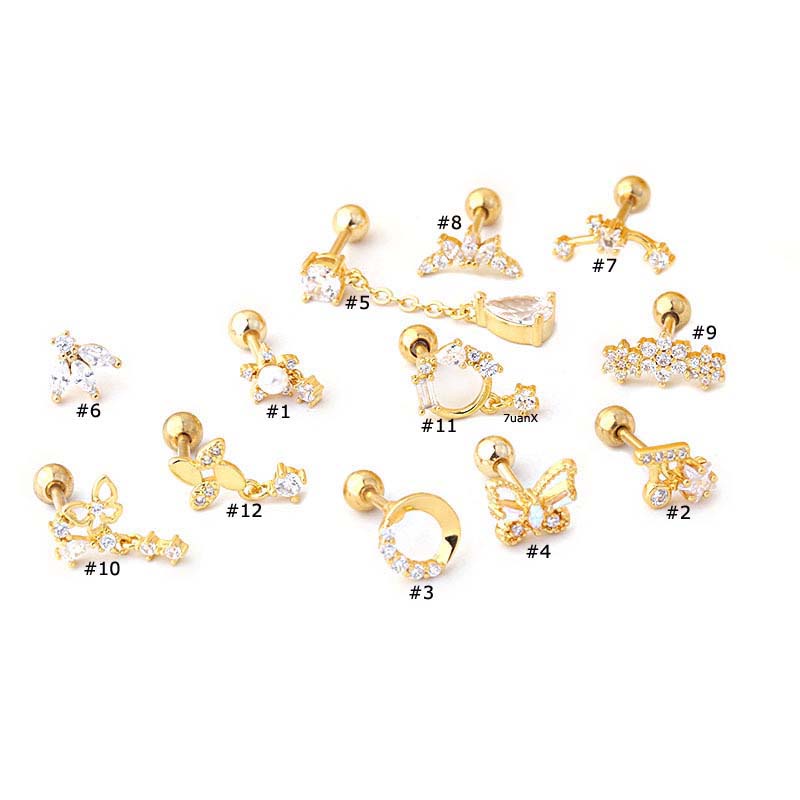 1 Khuyên Tai Kiểu Dàn Giáo Bằng Thép Không Gỉ 16G