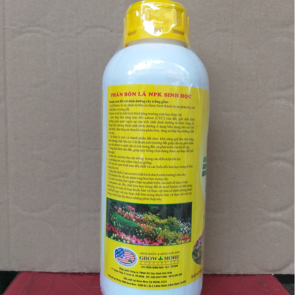 Phân Bón Lá NPK Humic Acid 322 Growmore, Phân Bón Grow More Xuất Xứ Hoa Kỳ (chai 1 lít)