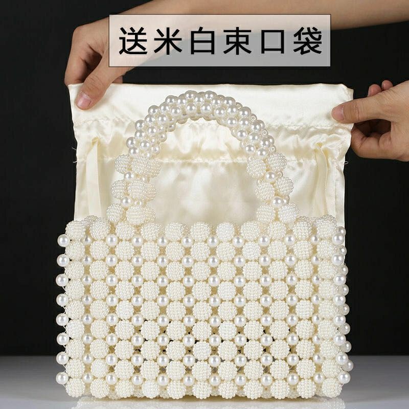 Túi xách ngọc trai kết hạt cườm handmade siêu sang cho nữ