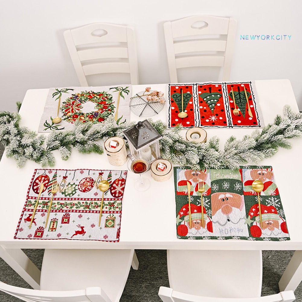 Tấm Lót Bàn Ăn Bằng Vải Nhiều Màu Sắc Sáng Tạo Trang Trí Giáng Sinh