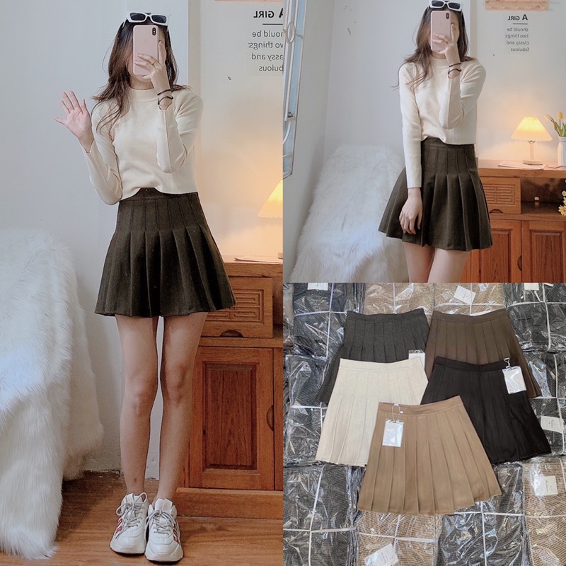 [Hàng Quảng Châu]Chân váy Tenis dạ chất lượng loại đẹp có quần trong