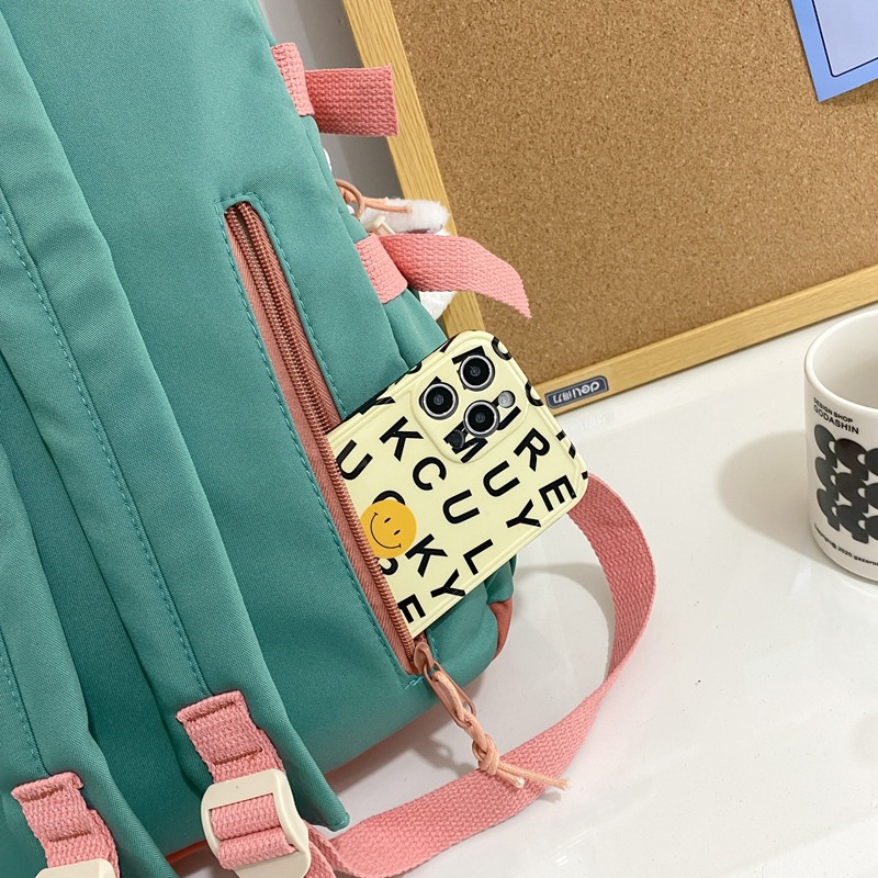 Balo học sinh sinh viên ulzzang màu sắc dễ thương kiểu hộp phong cách unisex nam nữ 1609