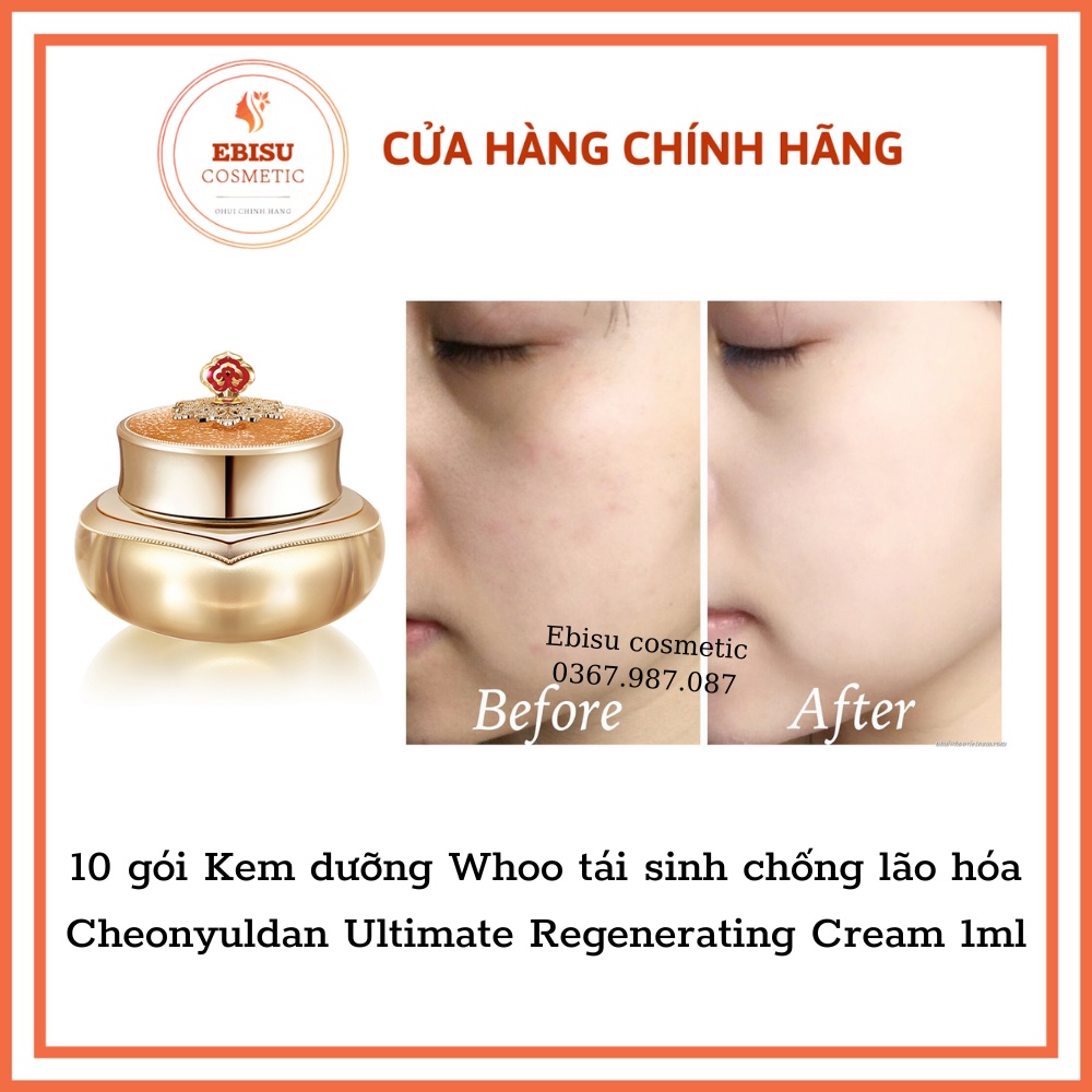 10 gói Kem dưỡng Whoo tái sinh chống lão hóa Cheonyuldan Ultimate Regenerating Cream đậm đặc_EBISU COSMETICS