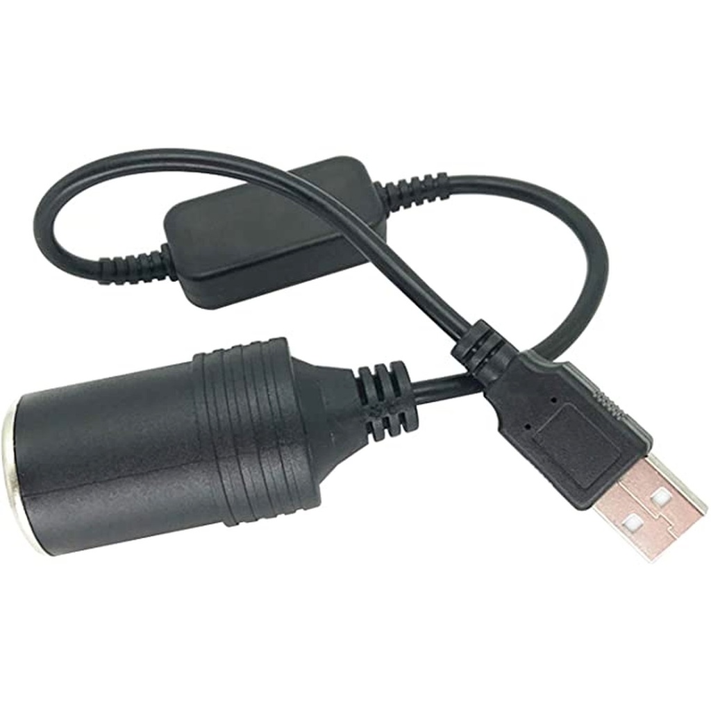Bộ Chuyển Đổi Bật Lửa USB 5V-12V Có Cáp Chuyển Đổi Phù Hợp Cho Xe Hơi