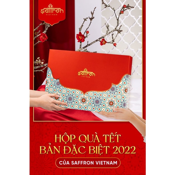 Bộ quà Nhụy hoa nghệ tây Saffron Việt Nam kèm quà tặng và trà hoa cao cấp