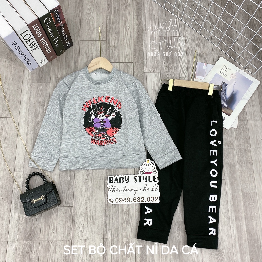 Bộ quần áo nỉ thu đông &quot;WEEKEND&quot; 14-45kg cho bé gái 4-15 tuổi. Thiết kế đẹp, vải dày dặn. G43