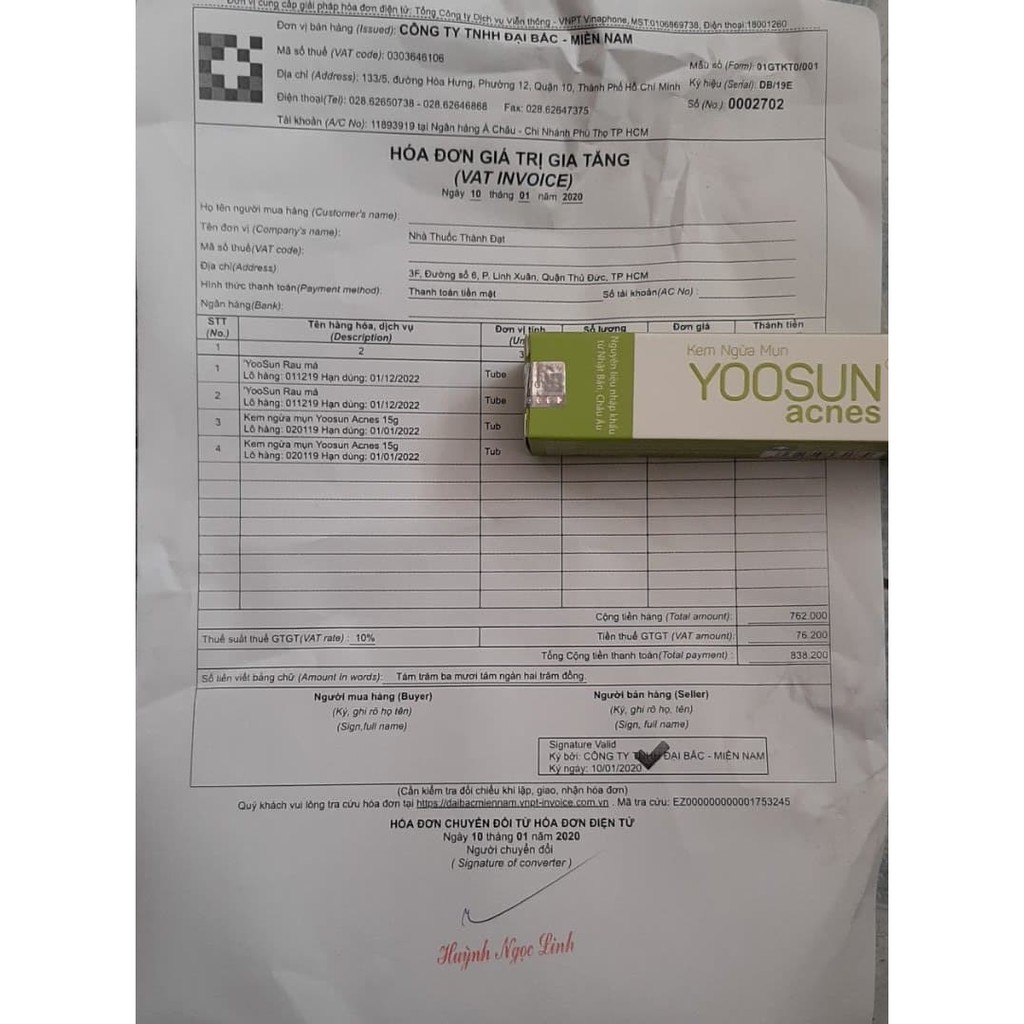 Kem ngừa mụn, ngừa thâm Yoosun acnes cream 15gr - 3000353