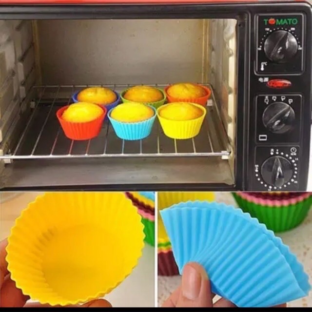 Khuôn làm bánh cho bé silicon 🍀𝑭𝑹𝑬𝑬𝑺𝑯𝑰𝑷🍀 Cup silicon làm bánh muffin/ cupcake cho bé 7cm