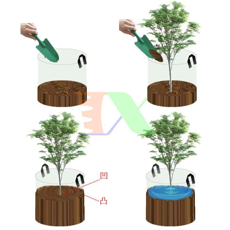 Bộ 5 Túi trồng cây 2 quai Φ70*H50, Túi trồng cây công trình bằng Vải địa kỹ thuật không dệt