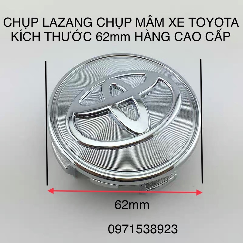 nắp chụp lazang chụp mâm 62mm màu bạc Cho Toyota Camry Yaris Corolla altis vios innova  hàng oem loại xịn đẹp