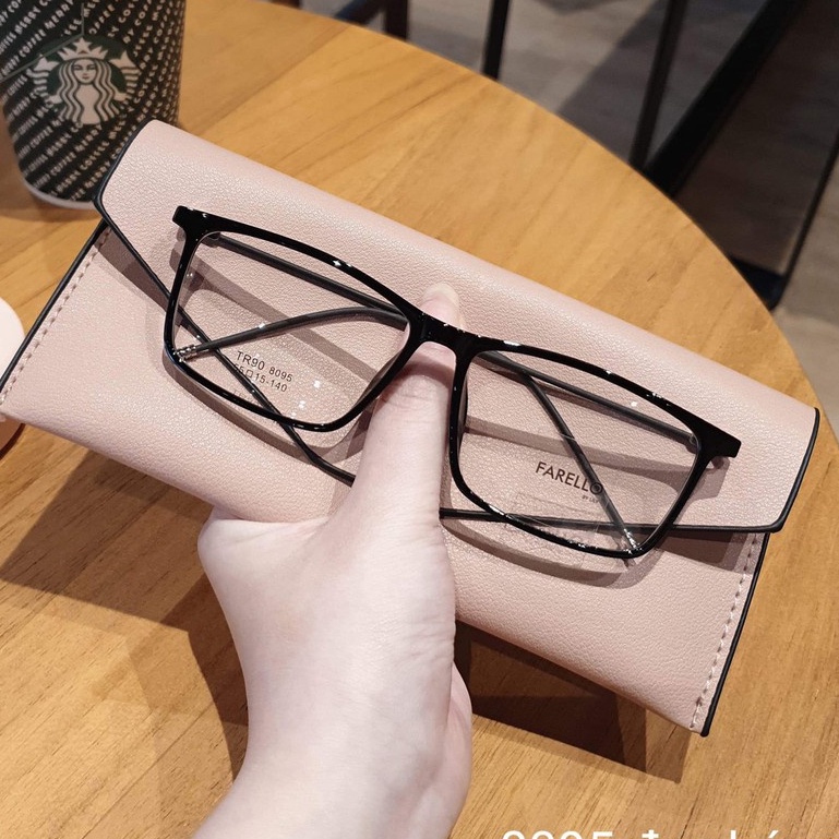 Gọng kính cận mảnh nhựa dẻo chân kim loại 8095 Hainam Eyewear nam nữ mắt vuông nhiều màu