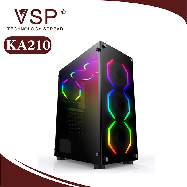 Thùng máy tính Case VSP KA - 210 Gaming kính cường lực