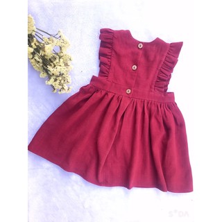 Đầm linen hồng 7t thêu tay