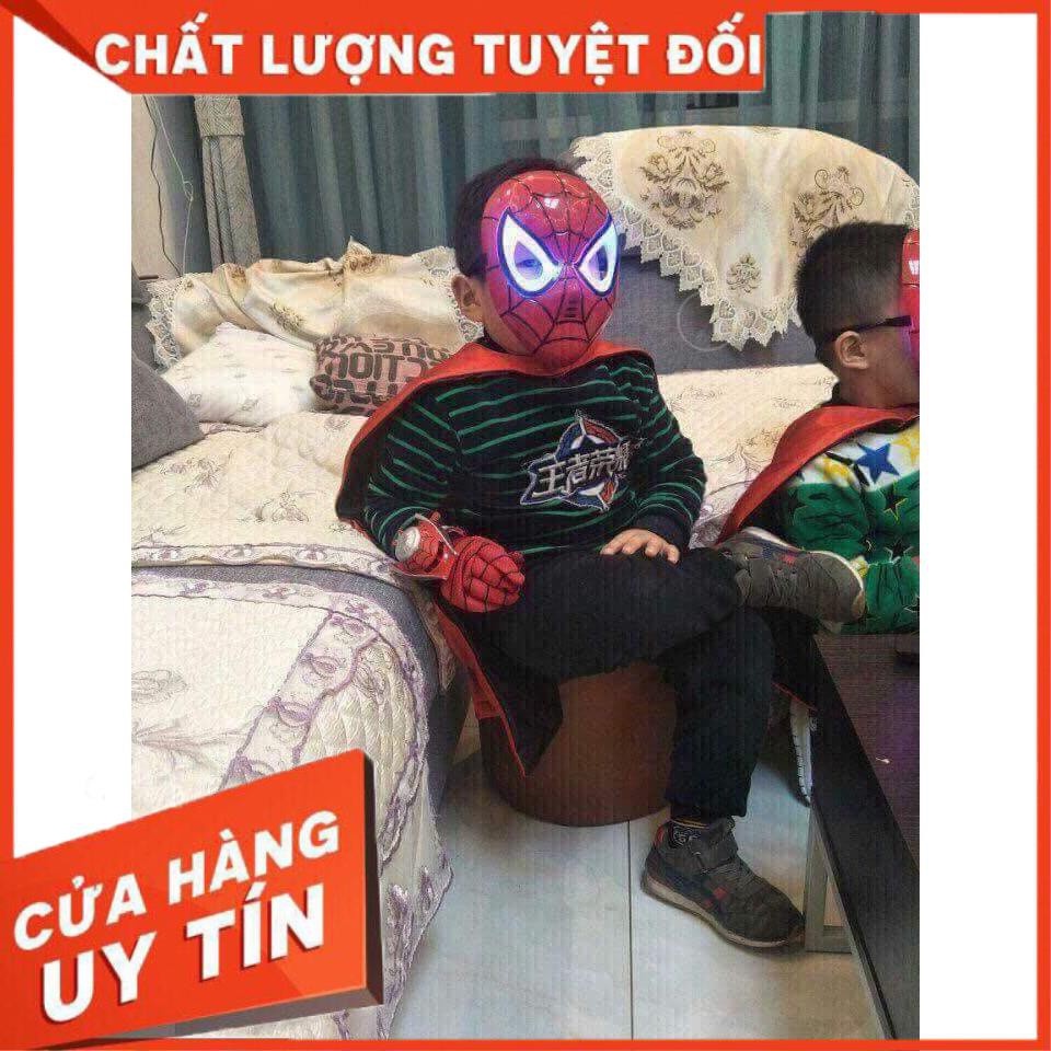 Áo choàng siêu nhân nhện kèm găng tay, mặt nạ, đeo tay bắn đĩa.Bộ trang phục hóa trang 3 Món Người Nhện