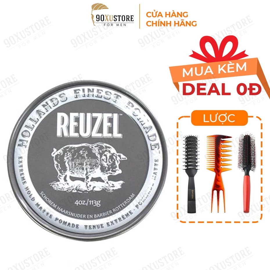 Sáp vuốt tóc nam Reuzel Extreme Hold Matte Pomade , giữ nếp tóc , tạo kiểu tóc