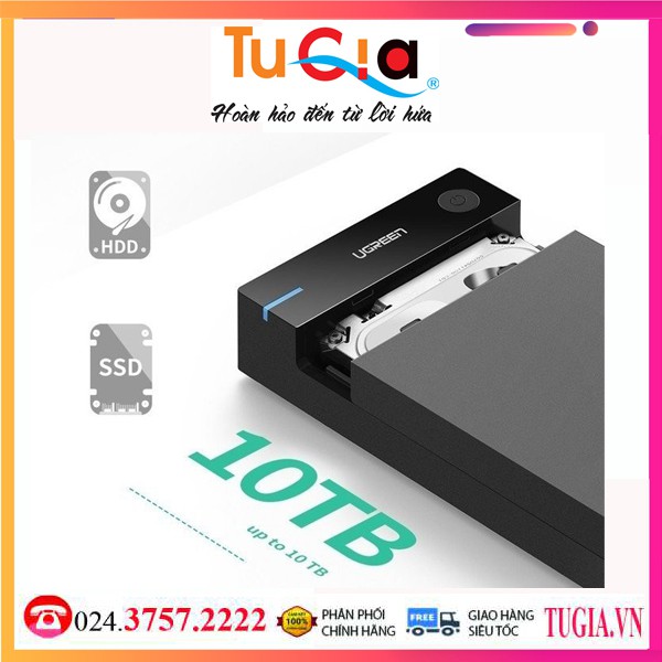 Box Đựng Ổ Cứng 3.5" Cao Cấp UGreen 50422- Dung Lượng 10TB-Hàng Chính Hãng