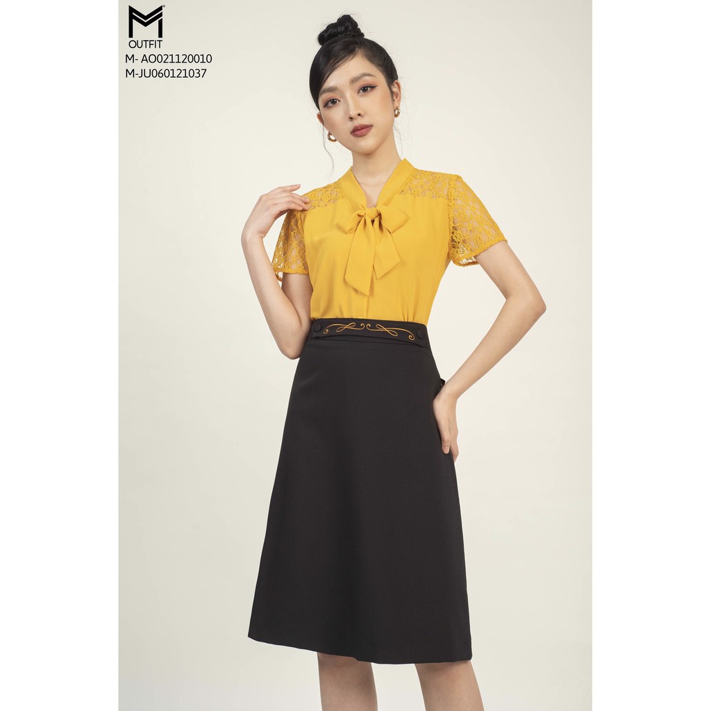 Áo Sơ Mi Cộc Tay nẹp mở tay phối ren MMOutfit M-AO021120010