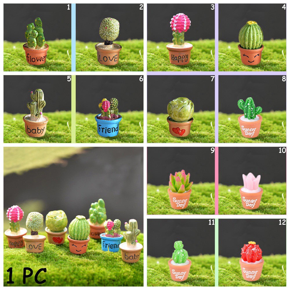 FUTURE Cute Cactus Bonsai Home Decor Resin Plants  Succulent Potted Figurines Micro Landscape  DIY Dollhouse Ornaments Mini  Crafts Fairy Garden Flower Miniature