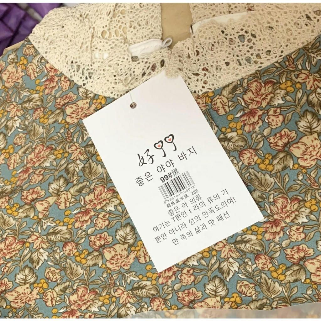 Đầm Bầu Váy Bầu Thu Đông Dài Tay Hoa Nhí Freesize (43-75kg) Chất Voan Dáng Suông Cổ Ren Kèm Đai Thắt A078 Lin Store66