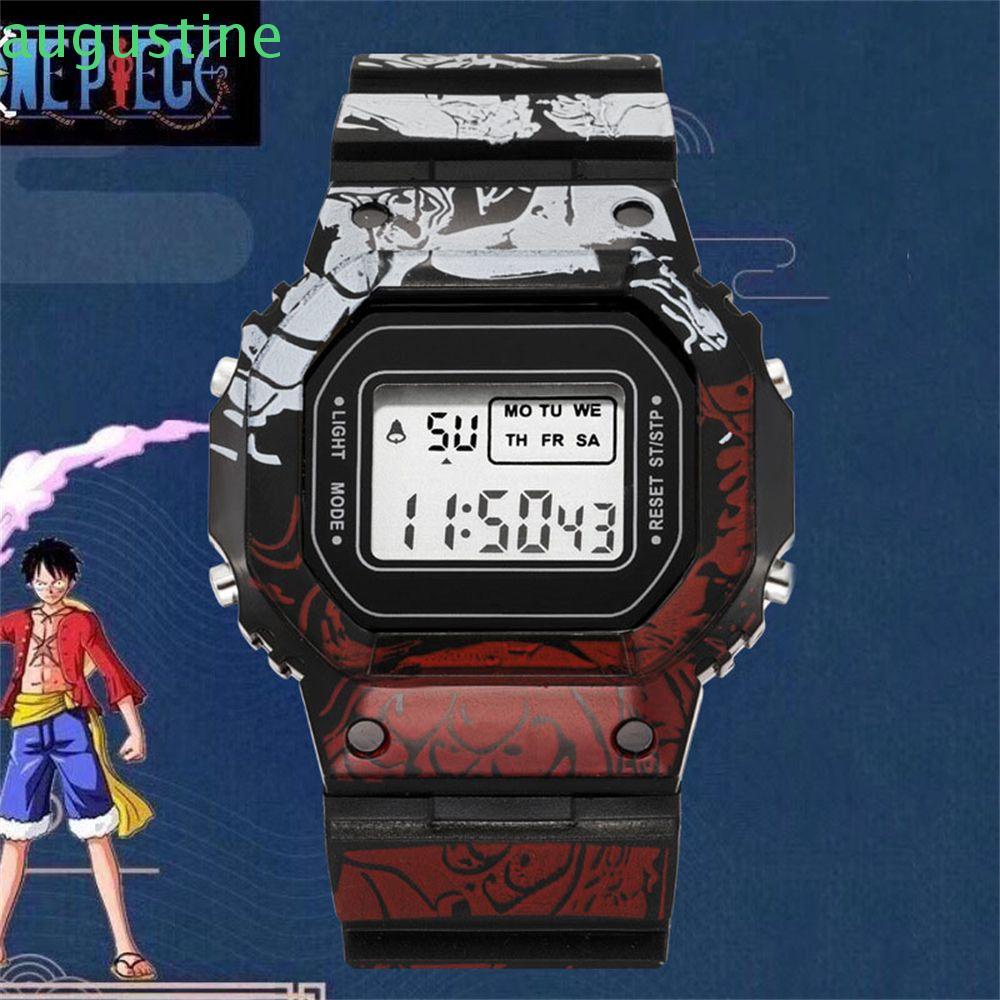 AUGUSTINE Special Digital Clocks Waterproof Luffy Wristwatches Anime Electronic Watch Ace Wristwatches Single Display Outdoor Sports Children Anti-fall Multifunctional Cartoon Watch